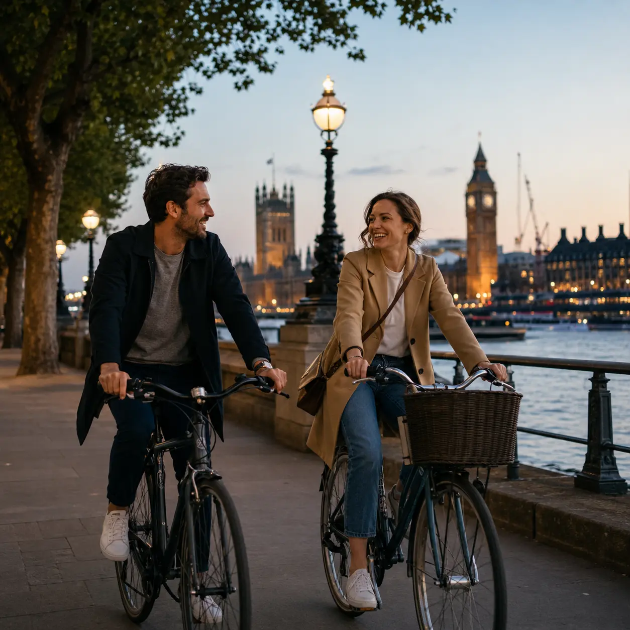 Evening bike ride by the river