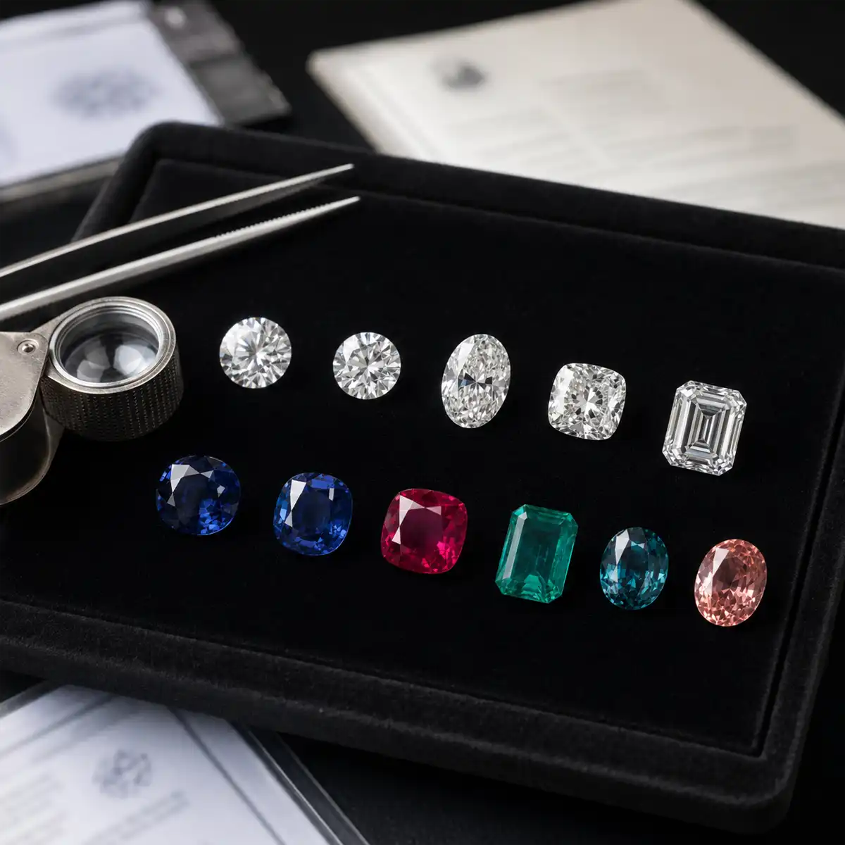 London Assay Office Hallmarked Ring A hallmarked Smith and Green bespoke fine jewellery ring resting beside its London Assay Office hallmark documentation at 9 Hatton Garden