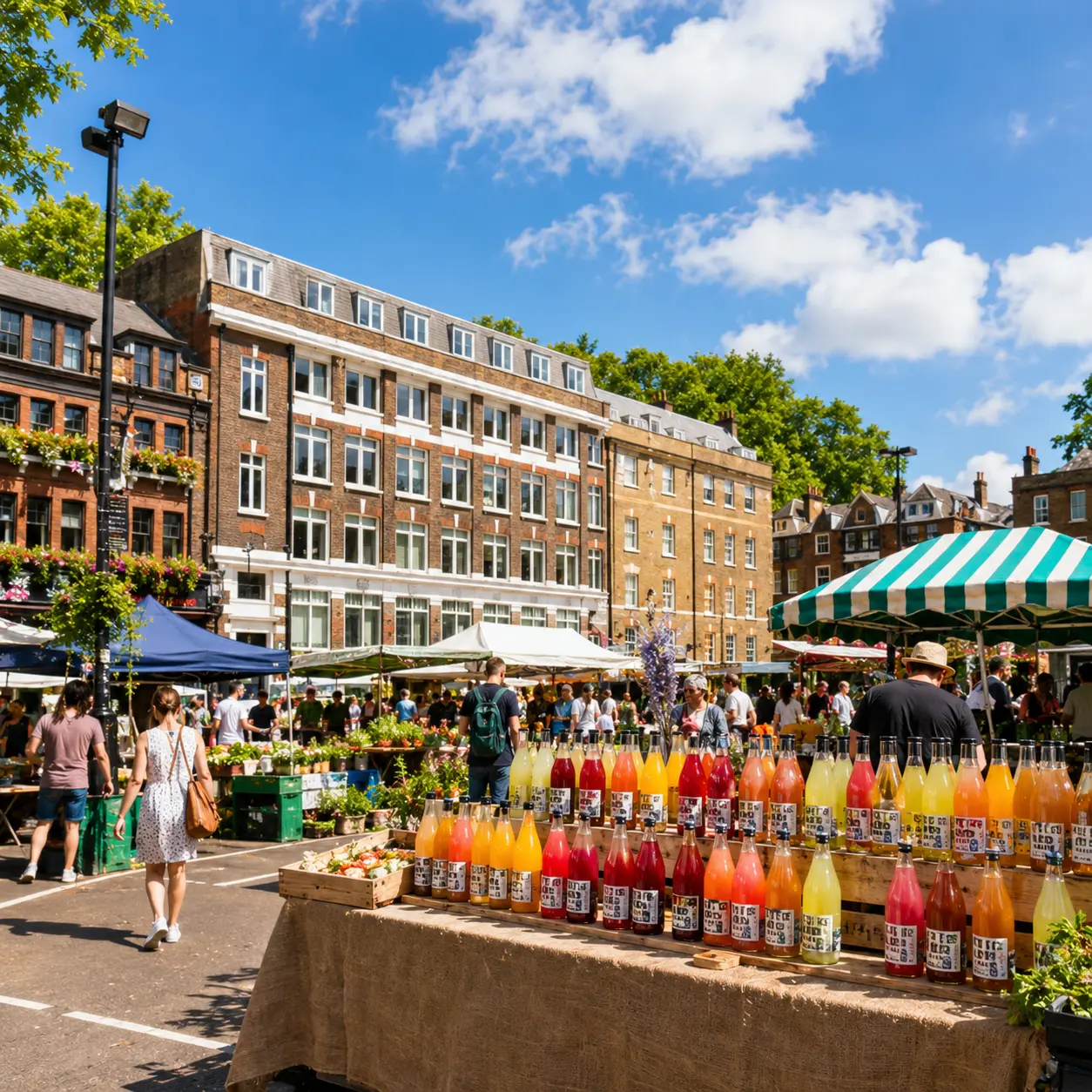Fresh produce on a stall at Marylebone Farmers Market