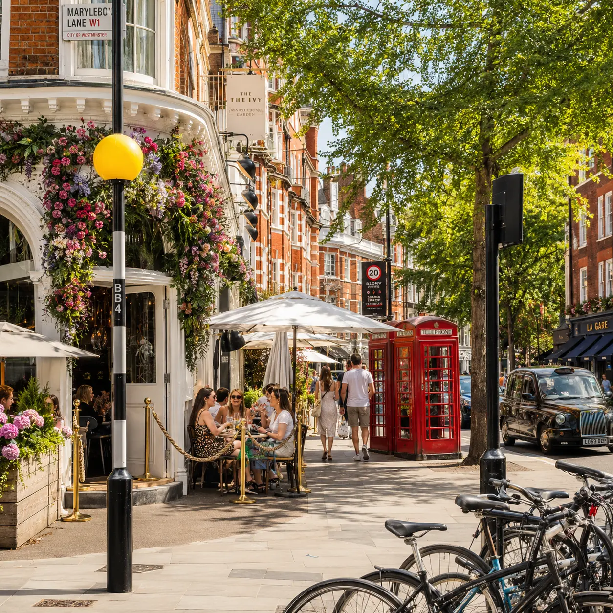 A quiet garden square on a walk through Marylebone