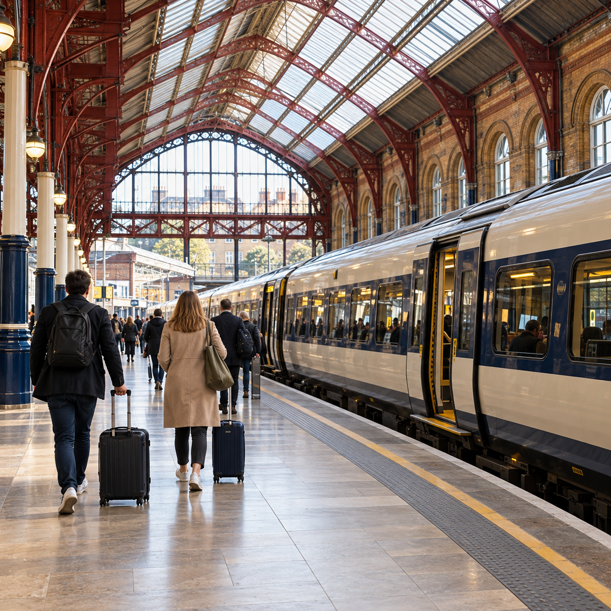 London Marylebone station concourse during the Chiltern strike on 17 October 2026, with passengers seeking alternative routes via Dorridge